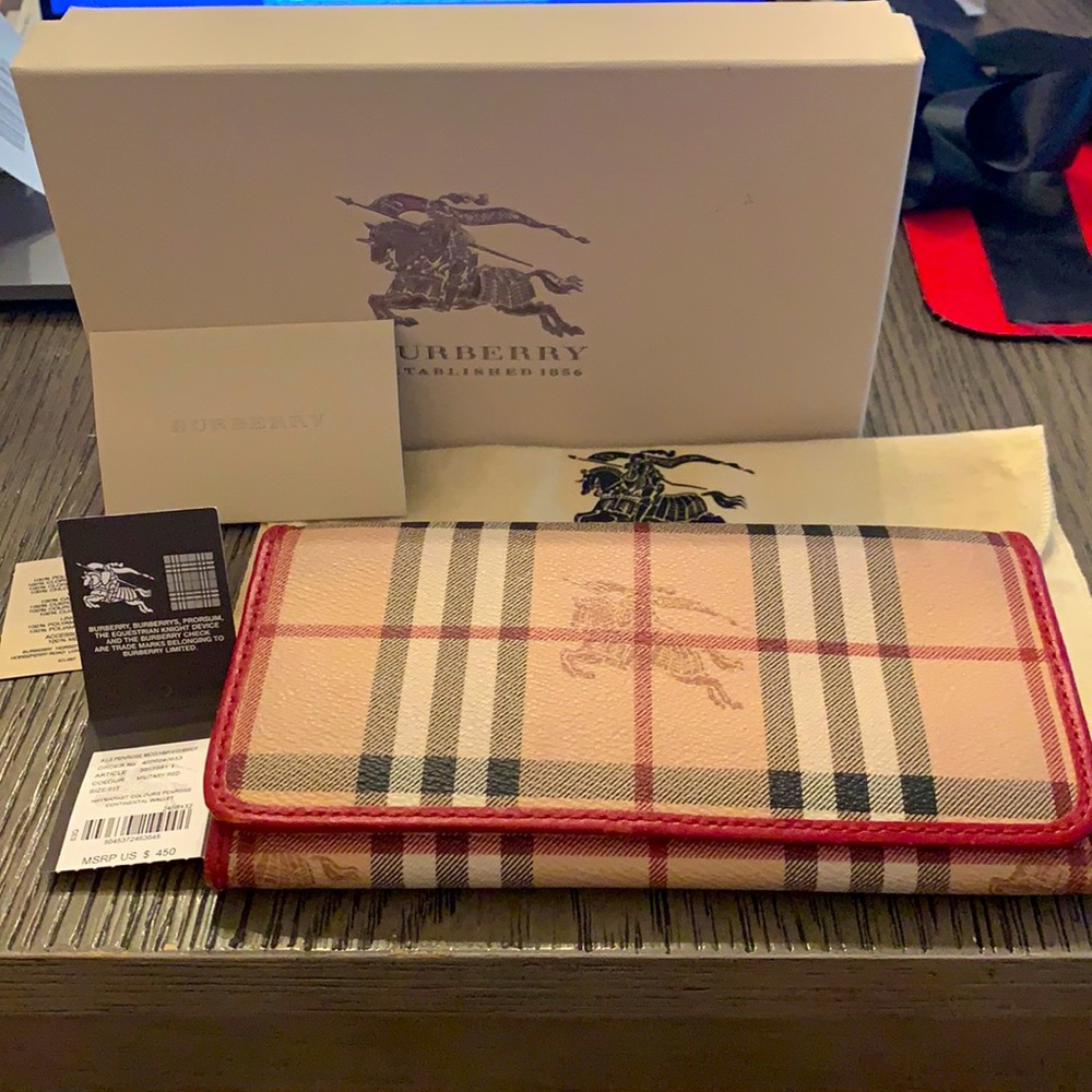 Authentic Burberry Penrose Continental Wallet Red